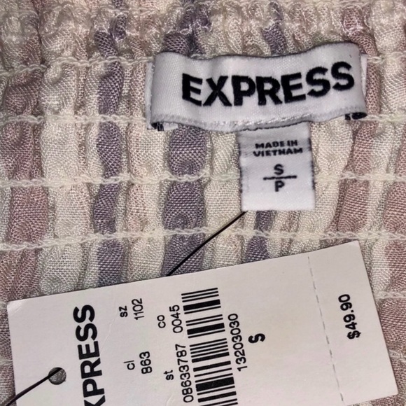 NWT Express Striped Tie Front Linen-blend Crop - Picture 2 of 4